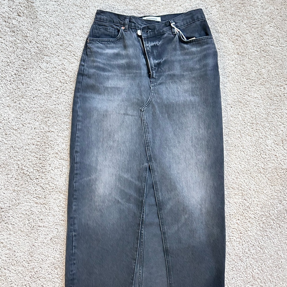 Reformation Black Denim long Skirt. 27 - Picture 9 of 16
